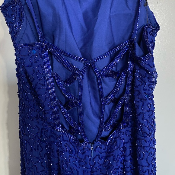 Blue Beaded Backless Formal - Picture 3 of 5